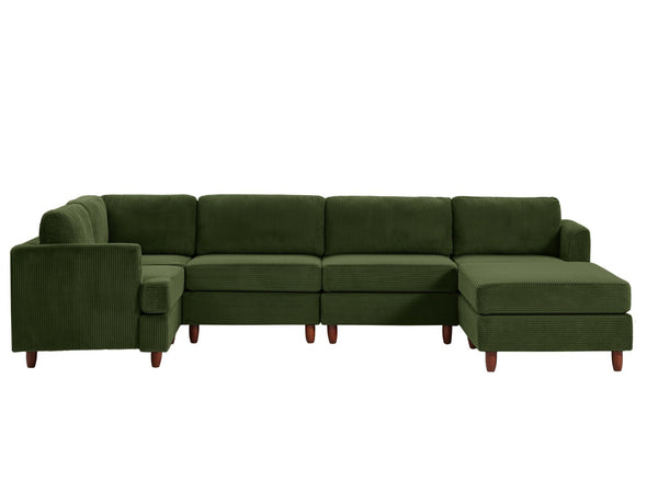 English Elm Modern Corduroy Modular Sectional Sofa Six Seat Convertible Sleeper for Living Room W1097S00168