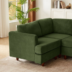 English Elm Modern Corduroy Modular Sectional Sofa Six Seat Convertible Sleeper for Living Room W1097S00168