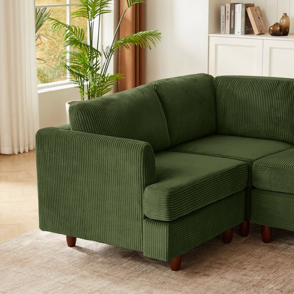 English Elm Modern Corduroy Modular Sectional Sofa Six Seat Convertible Sleeper for Living Room W1097S00168