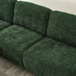 English Elm 111" Chenille Modular Sectional Sofa with Ottoman Mid-century Living Room L-shape Couch Dark Green W1097S00306