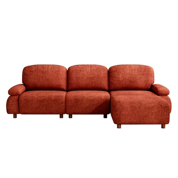 English Elm 111" Chenille Modular Sectional Sofa with Ottoman Mid-century Living Room L-shape Couch Dark Orange W1097S00307