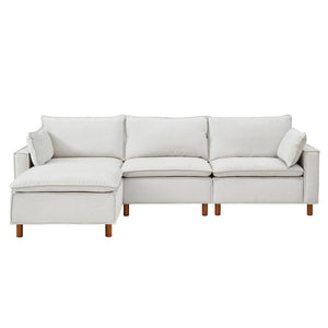 English Elm 108.5" Modular L-shape Sectional Sofa Chenille Upholstered with Detachable Ottoman Beige W1097S00308