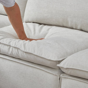 English Elm 108.5" Modular L-shape Sectional Sofa Chenille Upholstered with Detachable Ottoman Beige W1097S00308