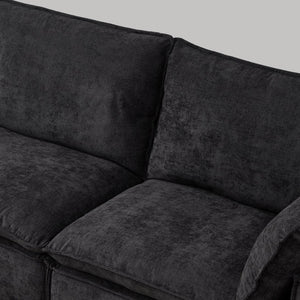 English Elm 108.5" Modular L-shape Sectional Sofa Chenille Upholstered with Detachable Ottoman Black W1097S00309