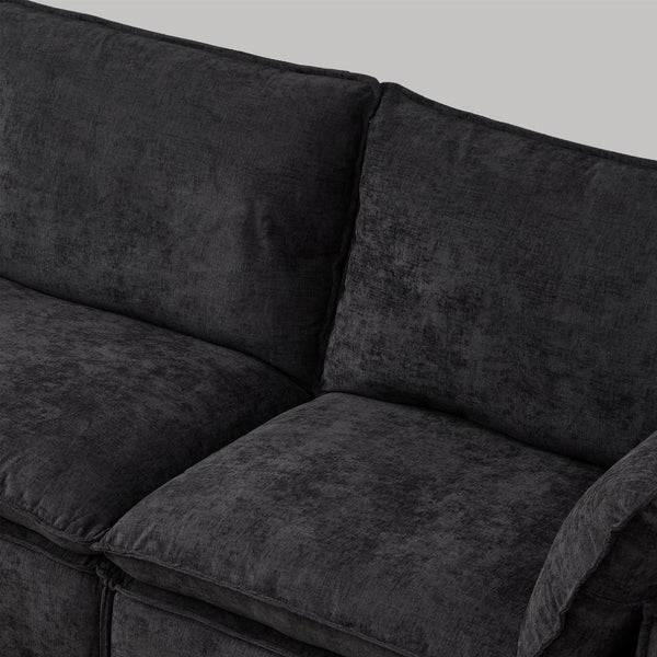 English Elm 108.5" Modular L-shape Sectional Sofa Chenille Upholstered with Detachable Ottoman Black W1097S00309