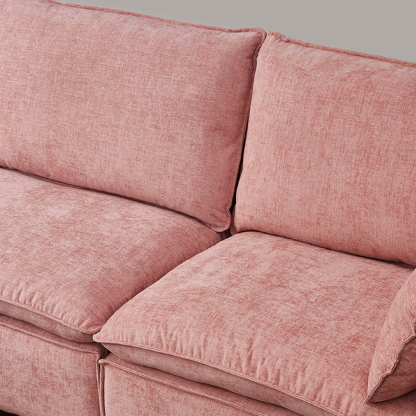 English Elm 108.5" Modular L-shape Sectional Sofa Chenille Upholstered with Detachable Ottoman Pink W1097S00310