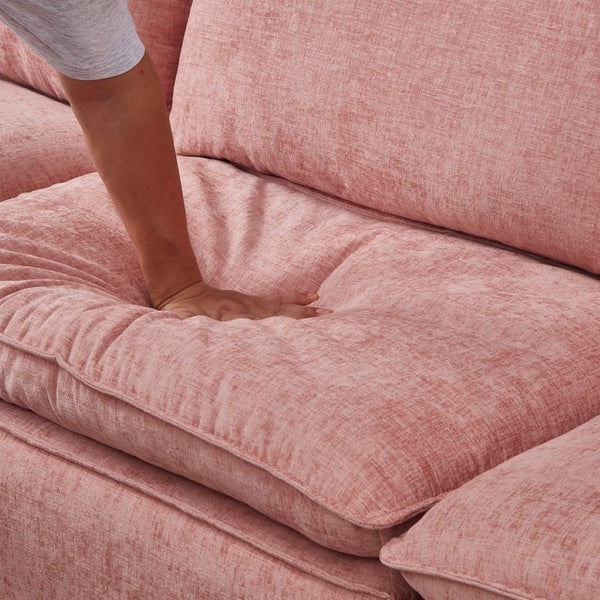 English Elm 108.5" Modular L-shape Sectional Sofa Chenille Upholstered with Detachable Ottoman Pink W1097S00310