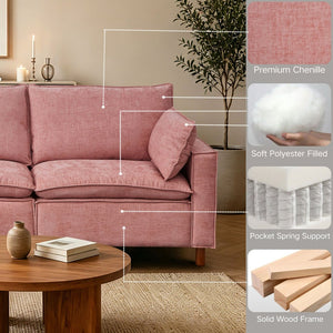 English Elm 108.5" Modular L-shape Sectional Sofa Chenille Upholstered with Detachable Ottoman Pink W1097S00310