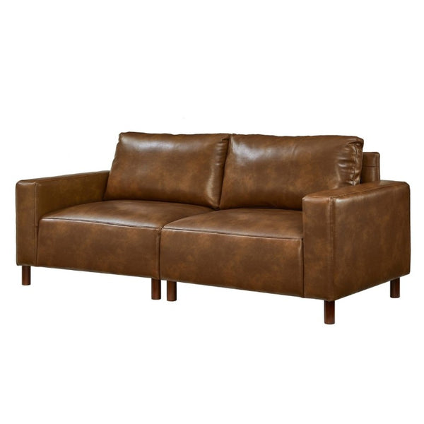 English Elm 78.5 Inch Mid-Century Modern Faux Leather Loveseat with Rubberwood Legs for Living Room W1097S00311