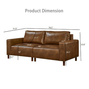 English Elm 78.5 Inch Mid-Century Modern Faux Leather Loveseat with Rubberwood Legs for Living Room W1097S00311