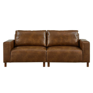 English Elm 78.5 Inch Mid-Century Modern Faux Leather Loveseat with Rubberwood Legs for Living Room W1097S00311