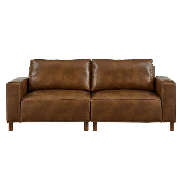 English Elm 78.5 Inch Mid-Century Modern Faux Leather Loveseat with Rubberwood Legs for Living Room W1097S00311