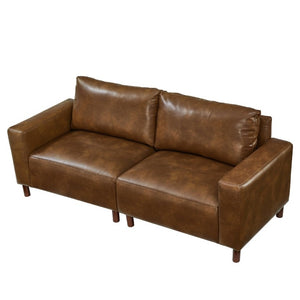 English Elm 78.5 Inch Mid-Century Modern Faux Leather Loveseat with Rubberwood Legs for Living Room W1097S00311