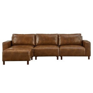 English Elm Modern L Shaped Sectional with Convertible Chaise in Breathable Brown PU Leather W1097S00314