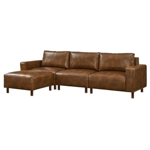 English Elm Modern L Shaped Sectional with Convertible Chaise in Breathable Brown PU Leather W1097S00314