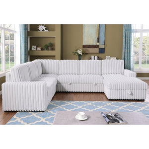 English Elm 6530 L-Shaped Sectional Sleeper Sofa with USB Port Storage Chaise and Cup Holders W1099P369686
