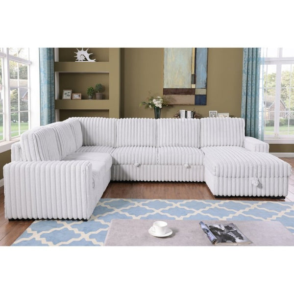 English Elm 6530 L-Shaped Sectional Sleeper Sofa with USB Port Storage Chaise and Cup Holders W1099P369686