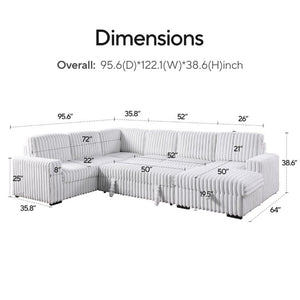 English Elm 6530 L-Shaped Sectional Sleeper Sofa with USB Port Storage Chaise and Cup Holders W1099P369686