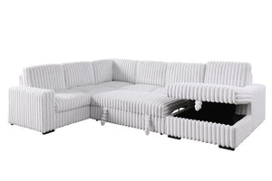 English Elm 6530 L-Shaped Sectional Sleeper Sofa with USB Port Storage Chaise and Cup Holders W1099P369686
