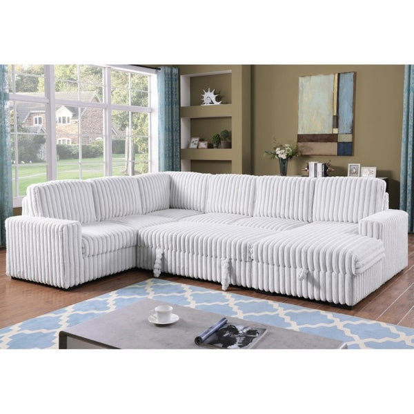 English Elm 6530 L-Shaped Sectional Sleeper Sofa with USB Port Storage Chaise and Cup Holders W1099P369686