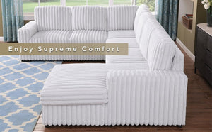 English Elm 6530 L-Shaped Sectional Sleeper Sofa with USB Port Storage Chaise and Cup Holders W1099P369686