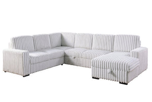English Elm 6530 L-Shaped Sectional Sleeper Sofa with USB Port Storage Chaise and Cup Holders W1099P369686