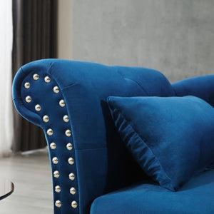 English Elm Aijia Velvet Tufted Chaise Lounge with Hidden Storage and Nailhead Trim Accent Seating W111749338