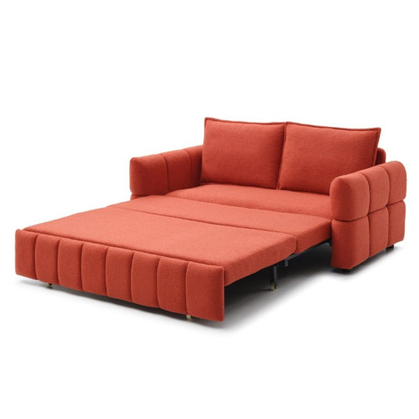 English Elm Sleeper Sofa Convertible Teddy Fabric Pull Out Chaise Couch for Small Space Living W1117P253965