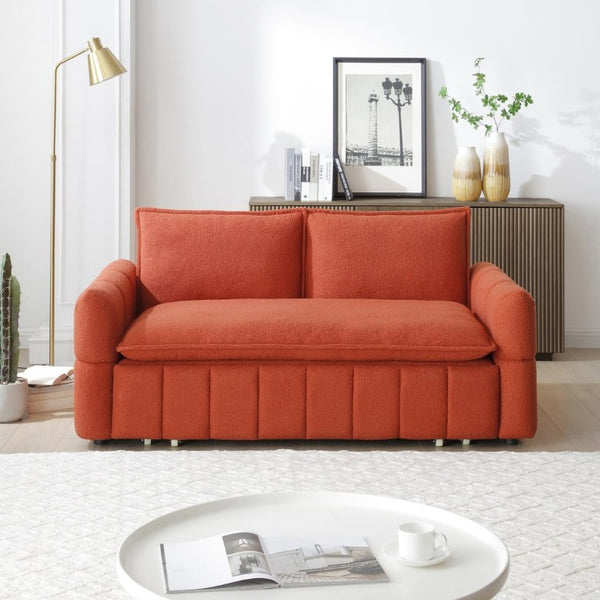 English Elm Sleeper Sofa Convertible Teddy Fabric Pull Out Chaise Couch for Small Space Living W1117P253965