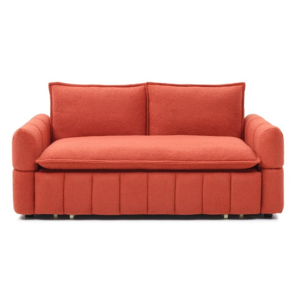 English Elm Sleeper Sofa Convertible Teddy Fabric Pull Out Chaise Couch for Small Space Living W1117P253965