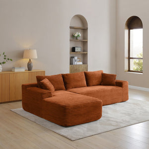 English Elm 105'' Modular Cloud Sectional Corduroy Upholstered L-shape Sofa for Living Room Lounge W1117P445794