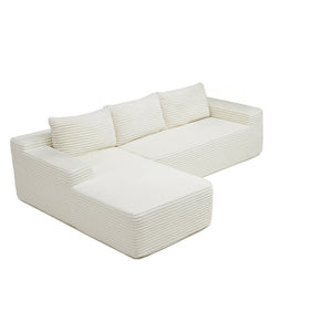 English Elm 97'' Modular Corduroy Sectional with Deep Seat Cushions for Spacious Living Rooms Beige - A W1117P457736