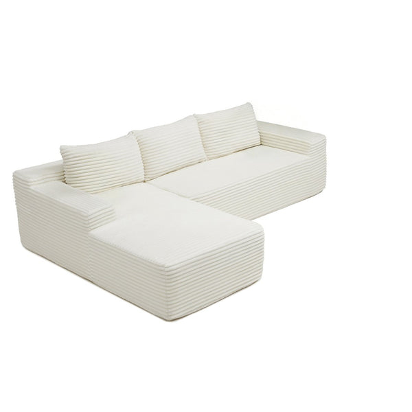 English Elm 97'' Modular Corduroy Sectional with Deep Seat Cushions for Spacious Living Rooms Beige - A W1117P457736