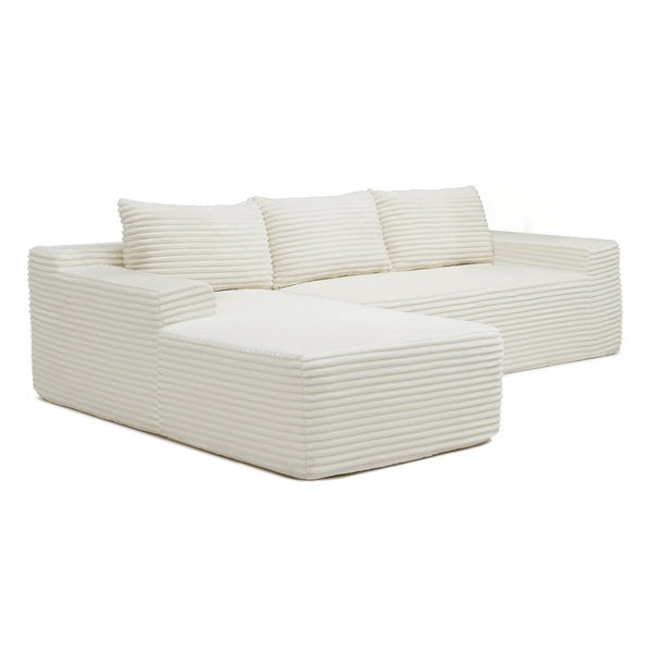 English Elm 97'' Modular Corduroy Sectional with Deep Seat Cushions for Spacious Living Rooms Beige - A W1117P457736
