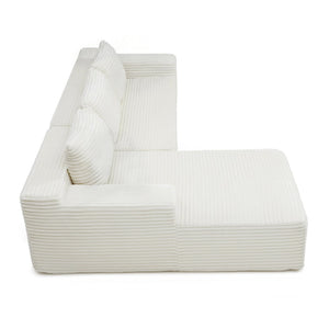 English Elm 97'' Modular Corduroy Sectional with Deep Seat Cushions for Spacious Living Rooms Beige - A W1117P457736