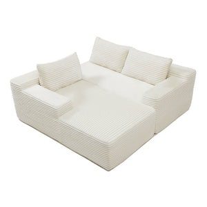 English Elm 97'' Modular Corduroy Sectional with Deep Seat Cushions for Spacious Living Rooms Beige - A W1117P457736