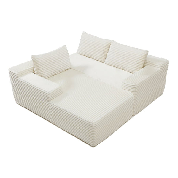 English Elm 97'' Modular Corduroy Sectional with Deep Seat Cushions for Spacious Living Rooms Beige - A W1117P457736