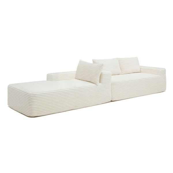 English Elm 97'' Modular Corduroy Sectional with Deep Seat Cushions for Spacious Living Rooms Beige - A W1117P457736