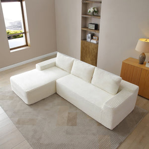 English Elm 97'' Modular Corduroy Sectional with Deep Seat Cushions for Spacious Living Rooms Beige - A W1117P457736