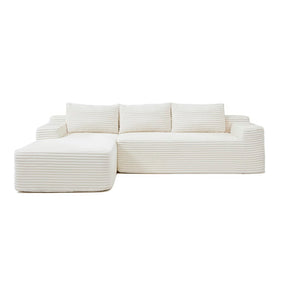 English Elm 97'' Modular Corduroy Sectional with Deep Seat Cushions for Spacious Living Rooms Beige - A W1117P457736