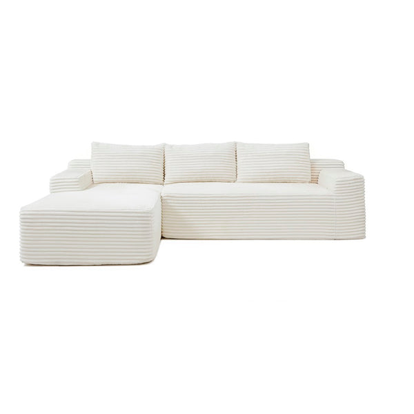 English Elm 97'' Modular Corduroy Sectional with Deep Seat Cushions for Spacious Living Rooms Beige - A W1117P457736
