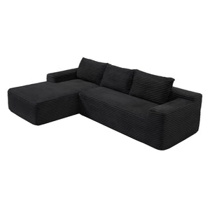 English Elm 97'' Modular Corduroy Sectional with Deep Seat Cushions for Spacious Living Rooms Black - A W1117P457738