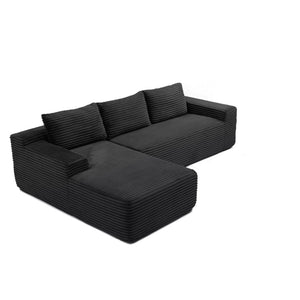 English Elm 97'' Modular Corduroy Sectional with Deep Seat Cushions for Spacious Living Rooms Black - A W1117P457738
