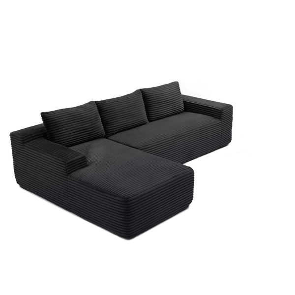 English Elm 97'' Modular Corduroy Sectional with Deep Seat Cushions for Spacious Living Rooms Black - A W1117P457738