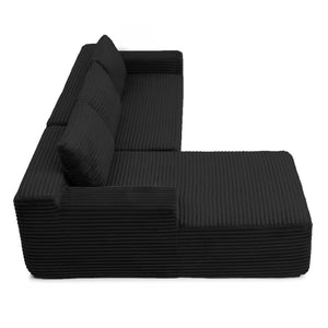 English Elm 97'' Modular Corduroy Sectional with Deep Seat Cushions for Spacious Living Rooms Black - A W1117P457738