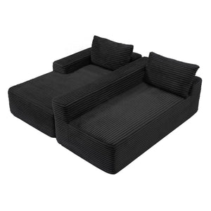 English Elm 97'' Modular Corduroy Sectional with Deep Seat Cushions for Spacious Living Rooms Black - A W1117P457738