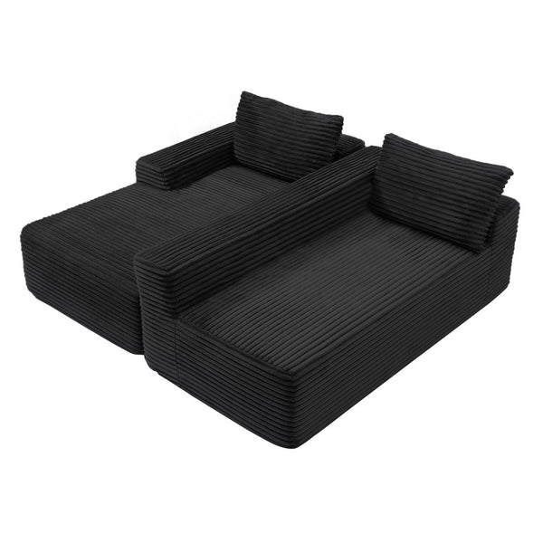 English Elm 97'' Modular Corduroy Sectional with Deep Seat Cushions for Spacious Living Rooms Black - A W1117P457738