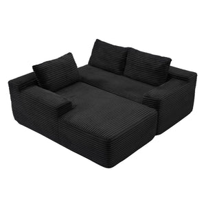 English Elm 97'' Modular Corduroy Sectional with Deep Seat Cushions for Spacious Living Rooms Black - A W1117P457738