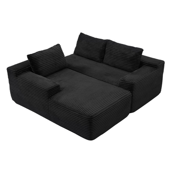 English Elm 97'' Modular Corduroy Sectional with Deep Seat Cushions for Spacious Living Rooms Black - A W1117P457738