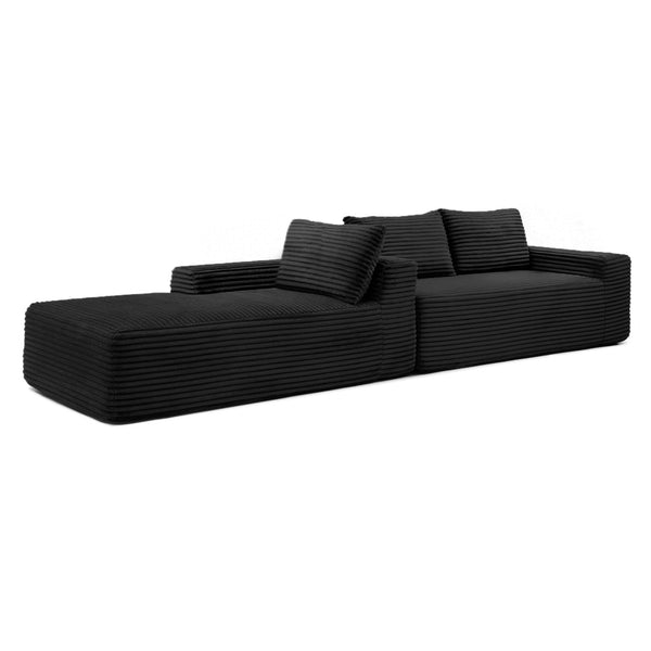 English Elm 97'' Modular Corduroy Sectional with Deep Seat Cushions for Spacious Living Rooms Black - A W1117P457738